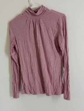 Tribal Long-Sleeve Mock Neck Top in Mauve Pink -SZ:M